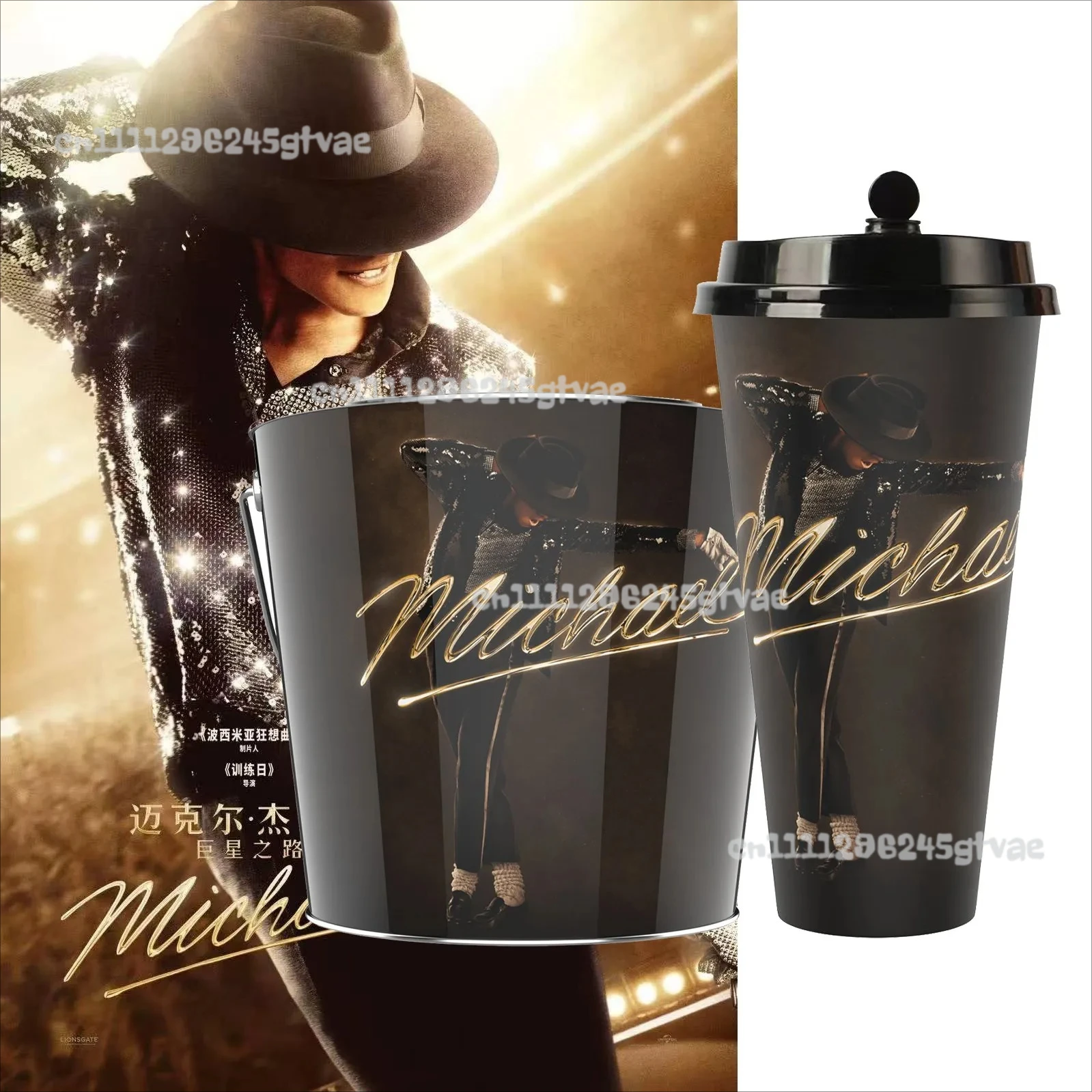 Стакан с соломинкой Michael Rhine Stone Tumbler Bling, бутылка для воды с дизайном микрофона, сувенирная кружка в форме шляпы, ведерко для попкорна (art.: 3920da0052136) - 3920da0052136