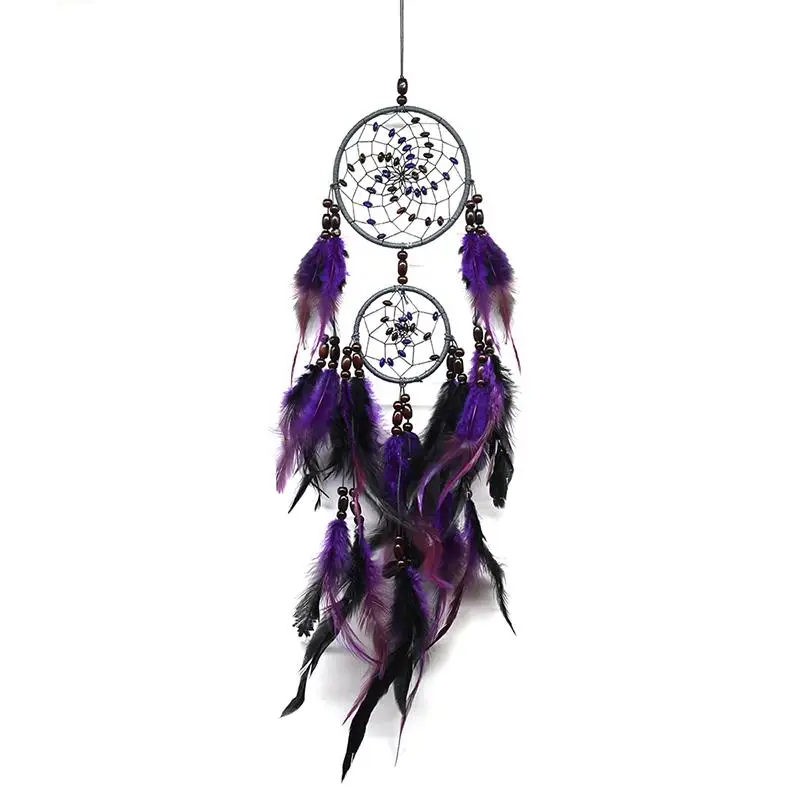 

NEW Purple Feather Crafts Dream Catcher Wind Chimes Handmade Indian Dreamcatcher Net For Wall Hanging Car Home Decor Gift BW