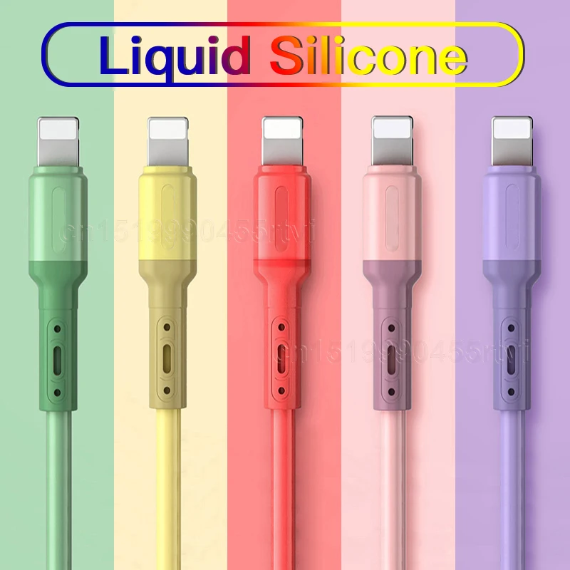 USB Cable For iPhone 14 13 12 11 Pro Max XR XS 8 7 6s 5s Fast Data Charging Charger USB Wire Cord Liquid Silicone Cable 1/1.5/2M