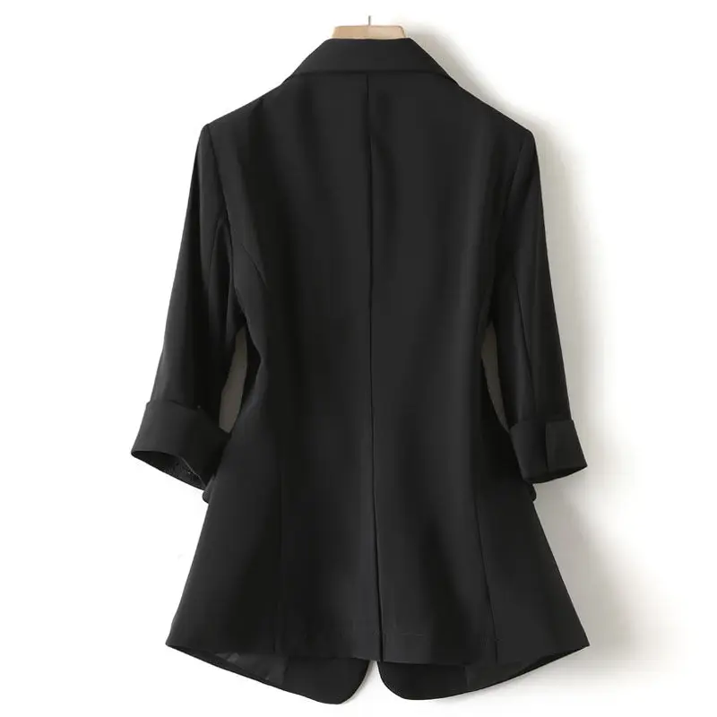 2023 New Thin Blazer Women Spring Summer Fashion Slim Short Coats Ladies Suit Three Quarter Sleeve One Buckle Blousers Outerwear