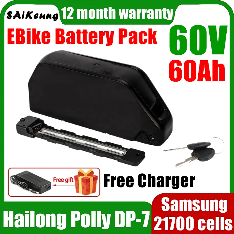 

Аккумулятор для электровелосипеда Hailong Bafang, 60 В, батарея Hihg, 25 Ач, 500 Вт, 30 Ач, 800 Вт, 40 Ач, 1500 Вт, 50 Ач, 2000 Вт, 60 ач, 3000 Вт, 21700 литиевые батареи