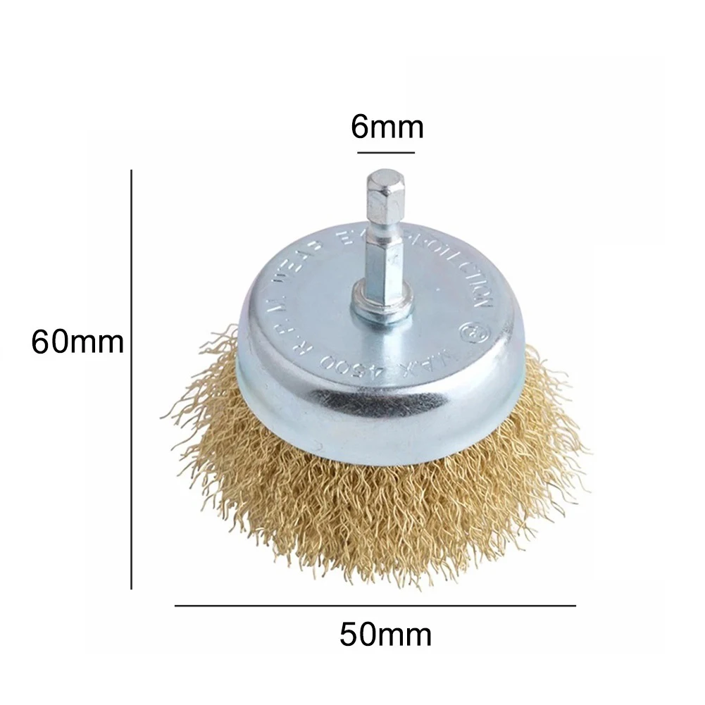 

50mm Wire Cup Brush Round Brush Disc Hex Shank For Drill Rotary Rust Removal Polishing Abrasive Grinder Rotary Electric Tools