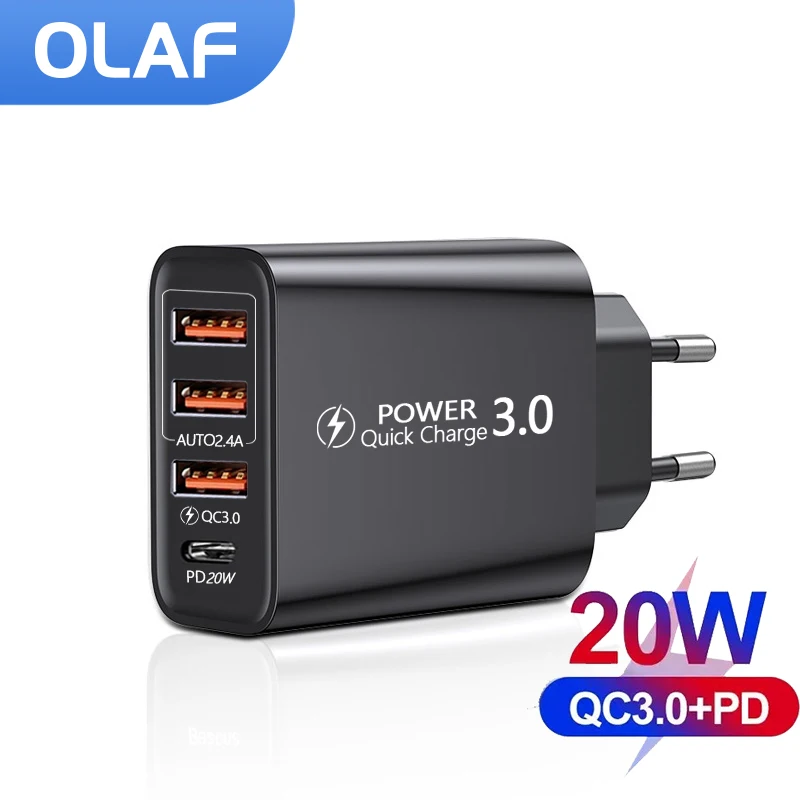 

Сетевое зарядное устройство с 4 USB-портами и поддержкой быстрой зарядки