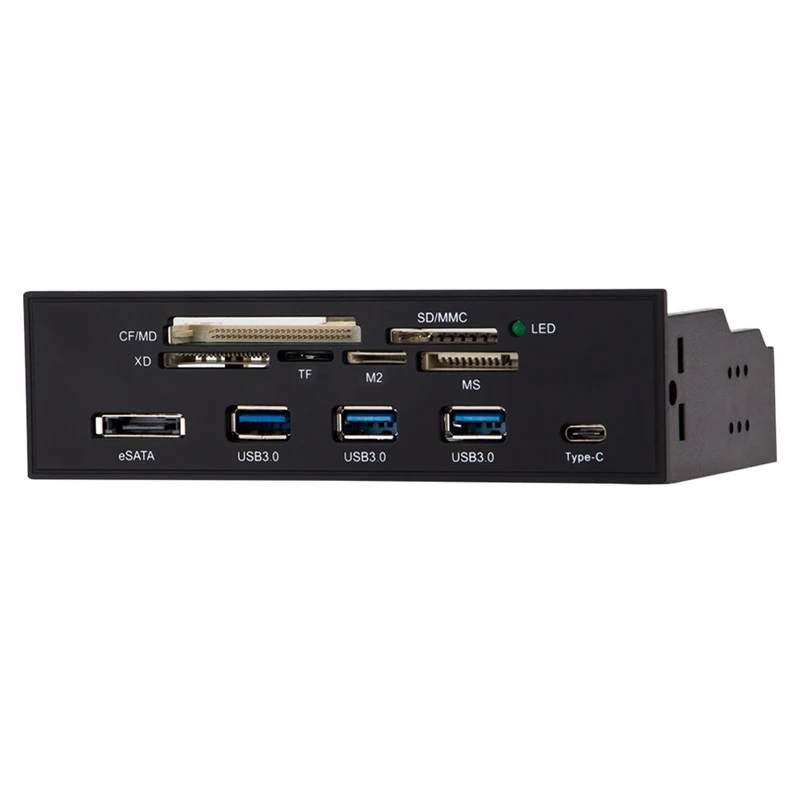 

5.25In PC Computer Front Panel USB 2.0 Card Reader With 3 Ports USB3.0,Type-C,ESATA,MD,SD/MMC,XD,TF,M2,MS,64G CF Reader