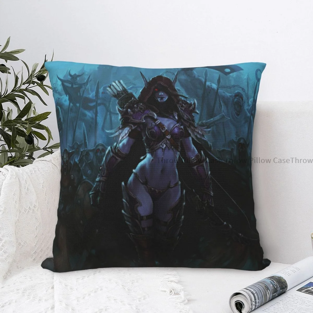 

Character Throw Pillow Case World Of Warcraft Backpack Coussin Covers DIY Printed Reusable Sofa Decor