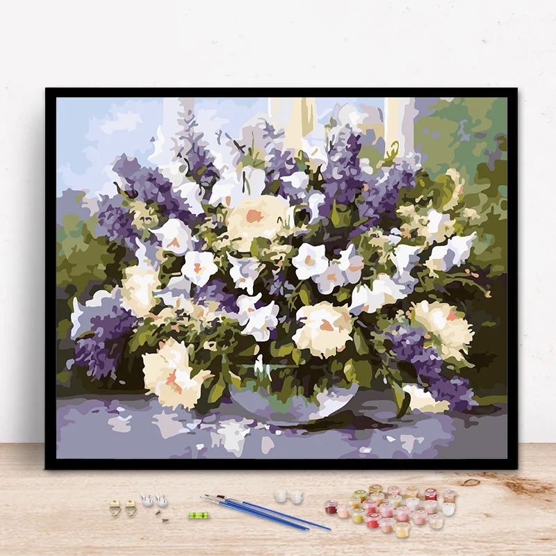 

3906Ann-Tulip diy Цифровая масляная живопись, картина маслом, Акриловая картина с цветами, взрыв, ручная работа, пейзаж, живопись