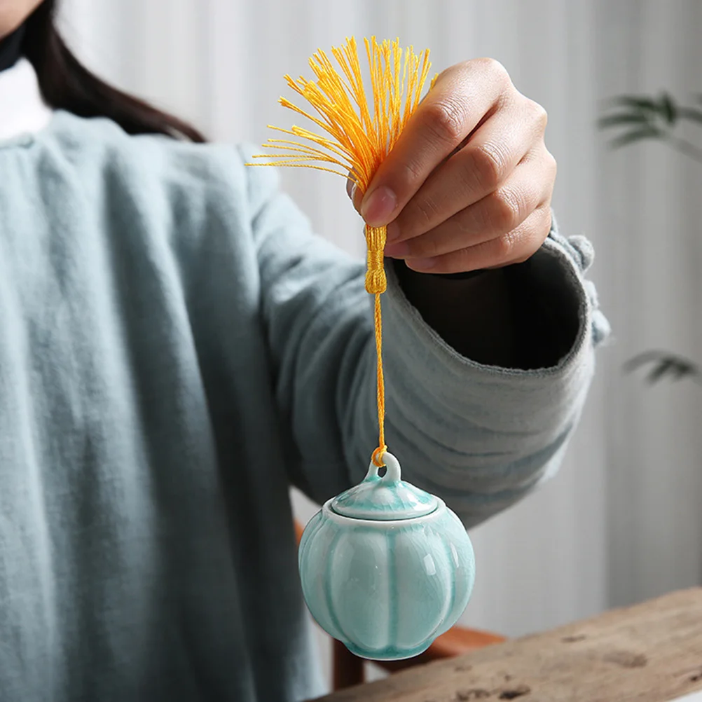 

Tea Canister Jar Ceramic Pumpkin Container Can Mini Tin Seasoning Loose Flour Coffee Bean Dispenser Pot Storage Shape Grain