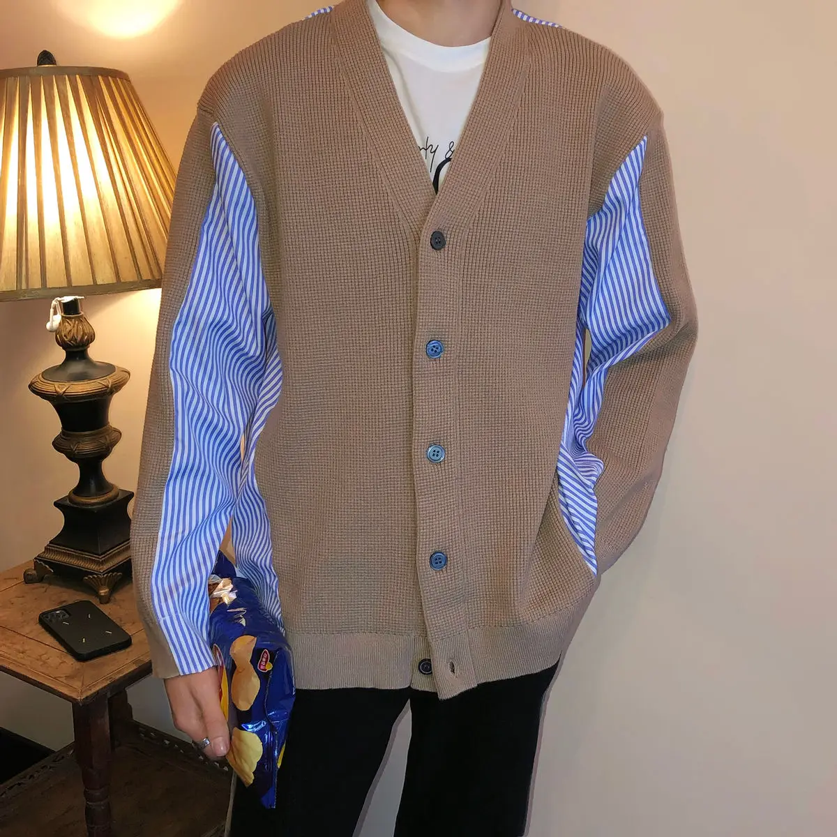 

2022 Autumn New Light Luxury Fashion Long-sleeved Knitted Cardigan Sweater Men Fashion Jacket Boutique Clothing Simple Style