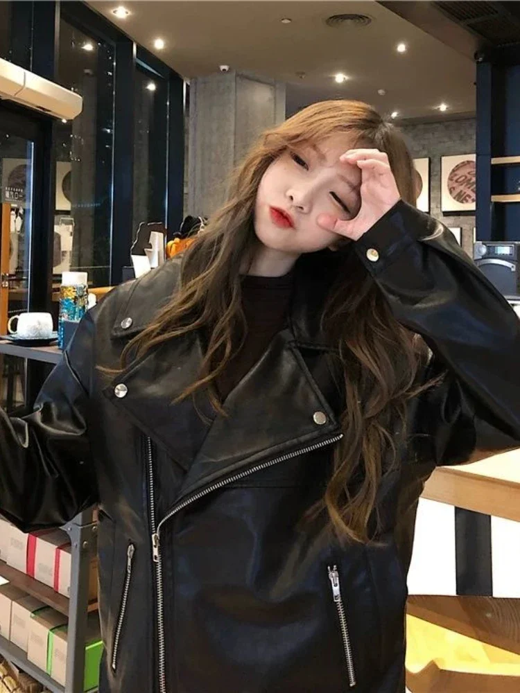 2024 осенняя модная новая женская кожаная куртка с лацканами и темпераментом в