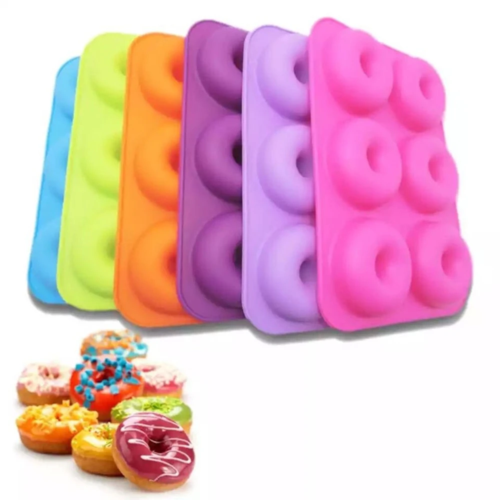 

6 Grids Silicone Doughnut Molds Circle Easy Demolding Non-Stick Donut Pan Chocolate Pastry Mini Bagel Cake Mould Baking Utensils