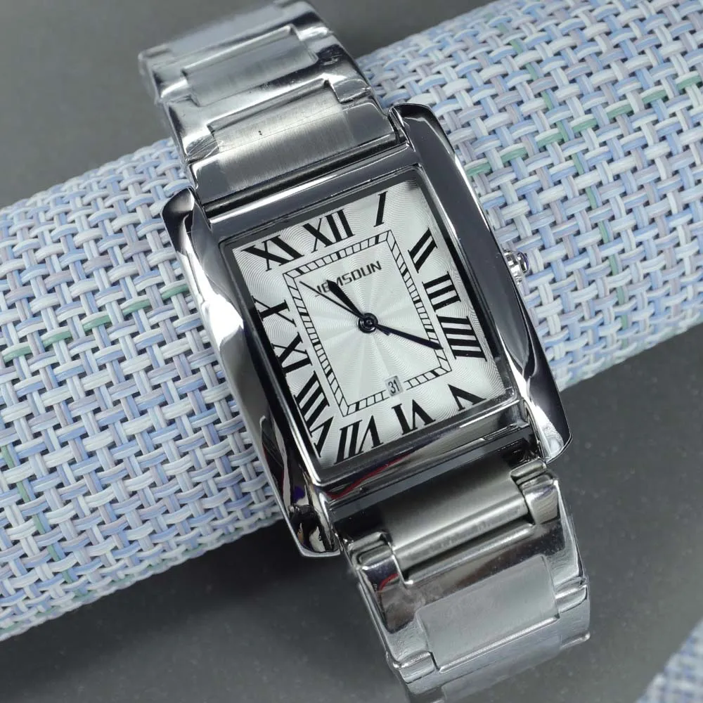 

New Original Brand Quartz Watches for Mens Fashion Square Tank Simple Watch Automatic Date Waterproof Stainless Steel AAA Clocks