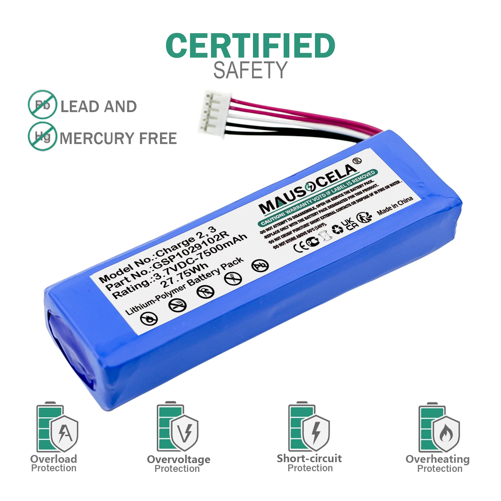 Фото Аккумулятор для колонок JBL 7500 мАч: GSP1029102R, P763098, Charge2+, Charge 2 Plus, Charge 3 2015, Charge 3 2015 Version, Charge 2, +Toolkit №2
