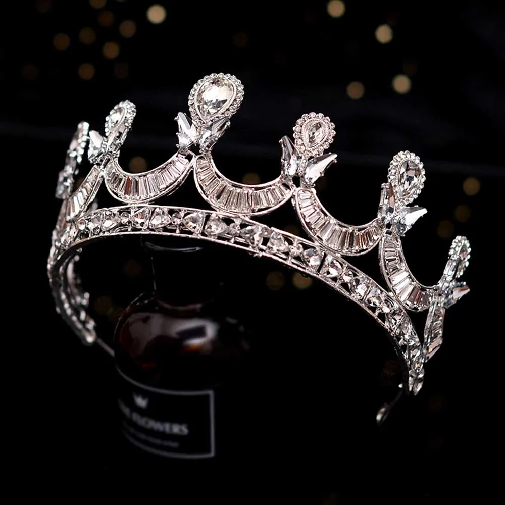 

Женская тиара с кристаллами, свадебная диадема серебряного цвета, диадема, аксессуары для волос, украшения для волос ML