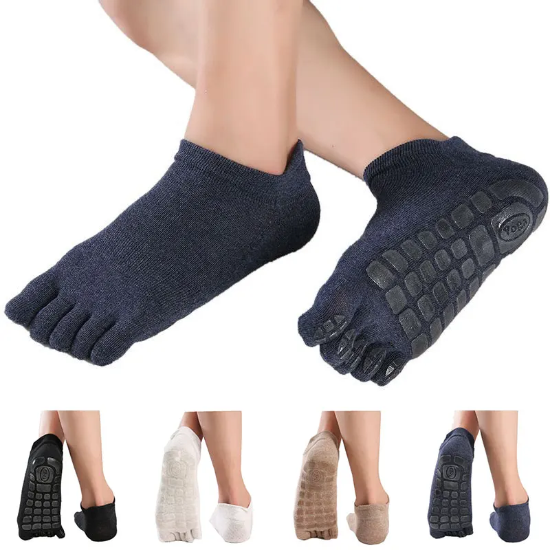

Men Five Fingers Socks Warm Non Slip Grip Fitness Toe Socks Breathable Low Calf Slipper Fitness Yoga Floor Socks