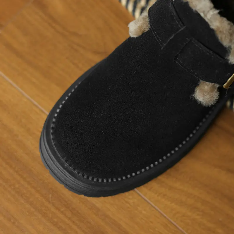 ESVEVA 2024 новые короткие сапоги из натуральной кожи и шерсти с круглым носком на