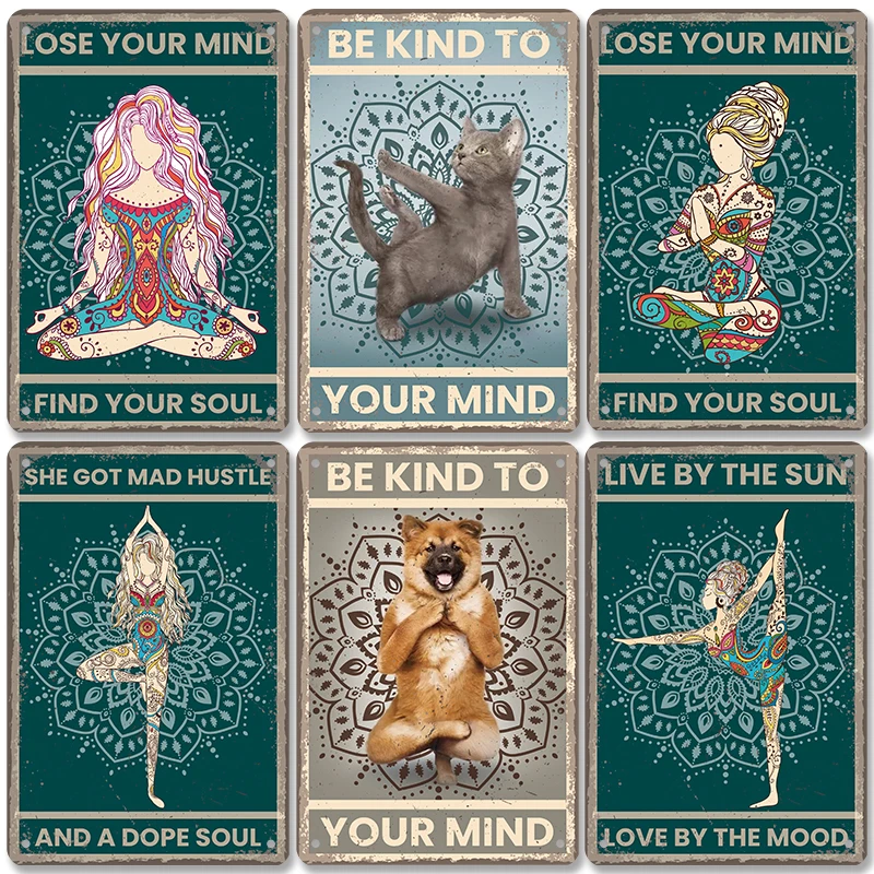 

Yogo Poster Vintage Metal Tin Signs Be Kind To Your Mind Metal Plate Wall Decor Yogo Studio Gym Man Cave