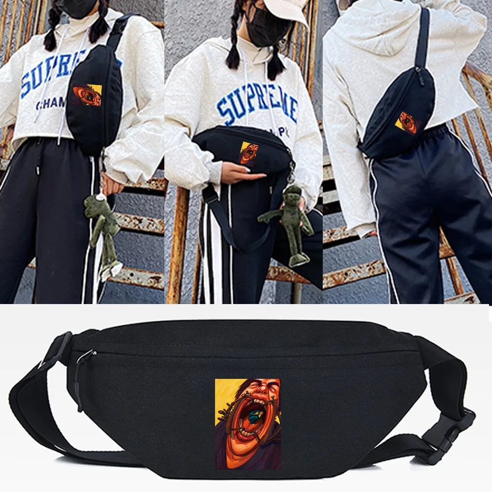 

Waist Bag Open Mouth Print Chest Pack Men and Women Sport Crossbody Wallet Travel Phone Bag Fashion Shoulder Bag Casual Handbags