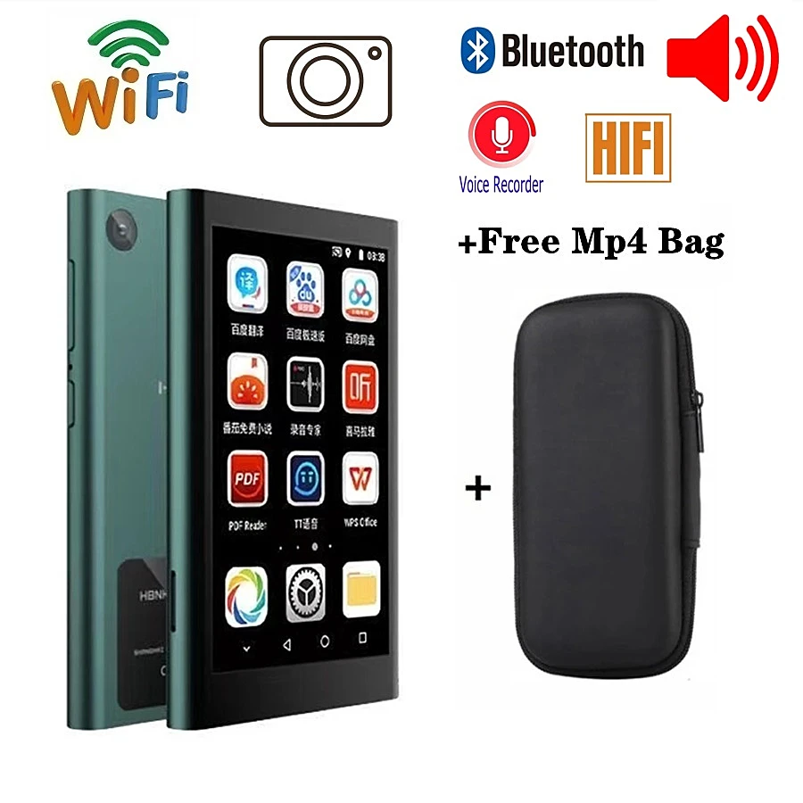 Camera Mp4 Player Bluetooth Wifi Android 128gb with Touch Screen Hifi Music Recorder Video Mp3 Player TF Card Speaker Free App