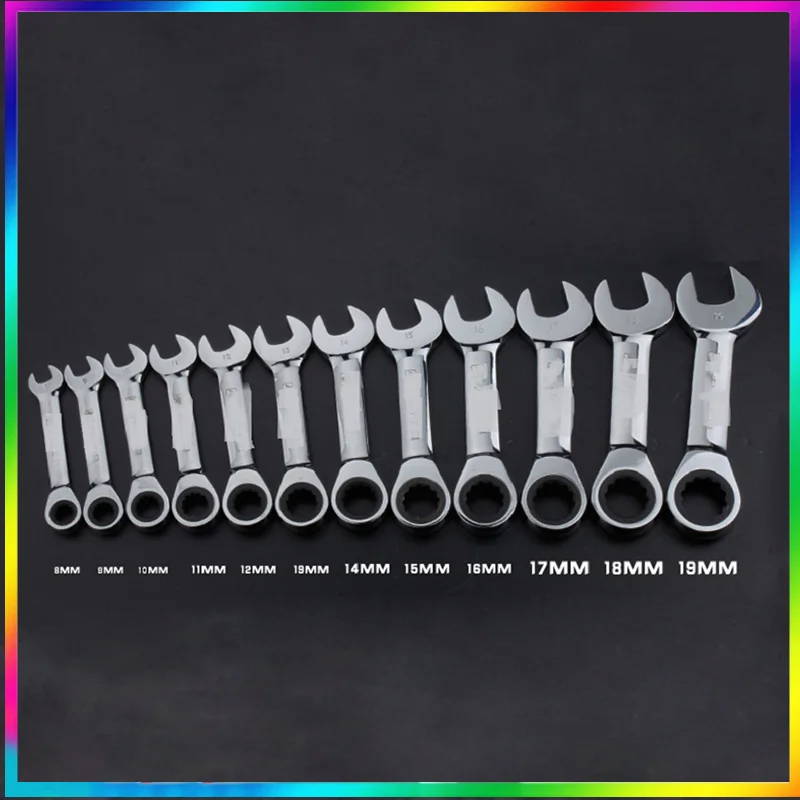 

1PC 14-17MM Reversible Combination Stubby Single Wrench Stubby Combination 72 Tooth Ratchet Socket Spanner Nut Repair Tools