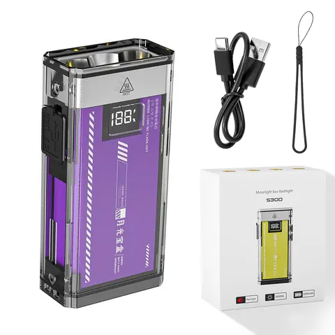 Перезаряжаемый фонарик 3600LM, светодиодный фонарик 4-в-1 (УФ/красный/теплый/зеленый свет), внешний аккумулятор емкостью 3000 мАч, магнитное основание для кемпинга, пешего туризма