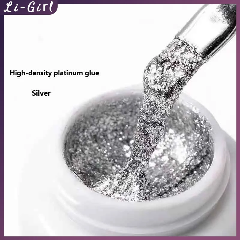 

5ml Silver/Gold Glitter Gel Nail Polish Vernis Semi Permanent High-density Platinum Nail Gel Polish For Nail Art /Painting Nail