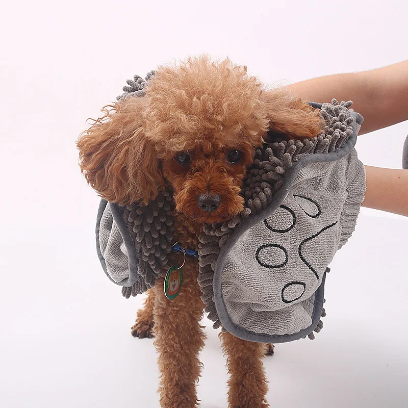 

Pet absorbent towel dog cat bath towel thickened and enlarged pocket pet supplies