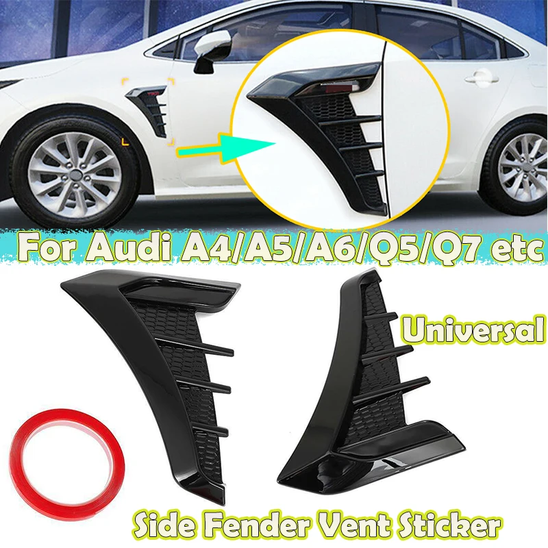 

Car Side Fender Vent Cover Trim Universal Air Wing Flow Intake Hood Exterior Decorative For Audi A4 A5 A6 Q3 Q5 Q7 RS4 RS5 etc