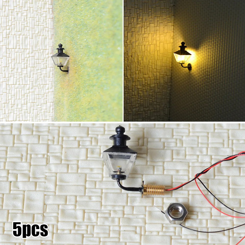 5 X O Scale Antique Street Bracket Light Model Wall Lamp Posts LED Building Model Railroads Referring Gauge O Scale Layouts