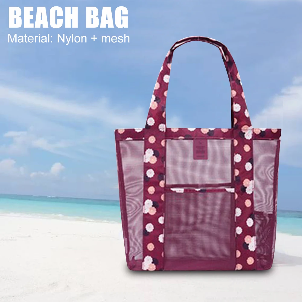 

Fashion Nylon Mesh Beach Bags Women Swimming Travel Makeup Shopping Shoulder Handbags Stylish Travel Shoulder Bags