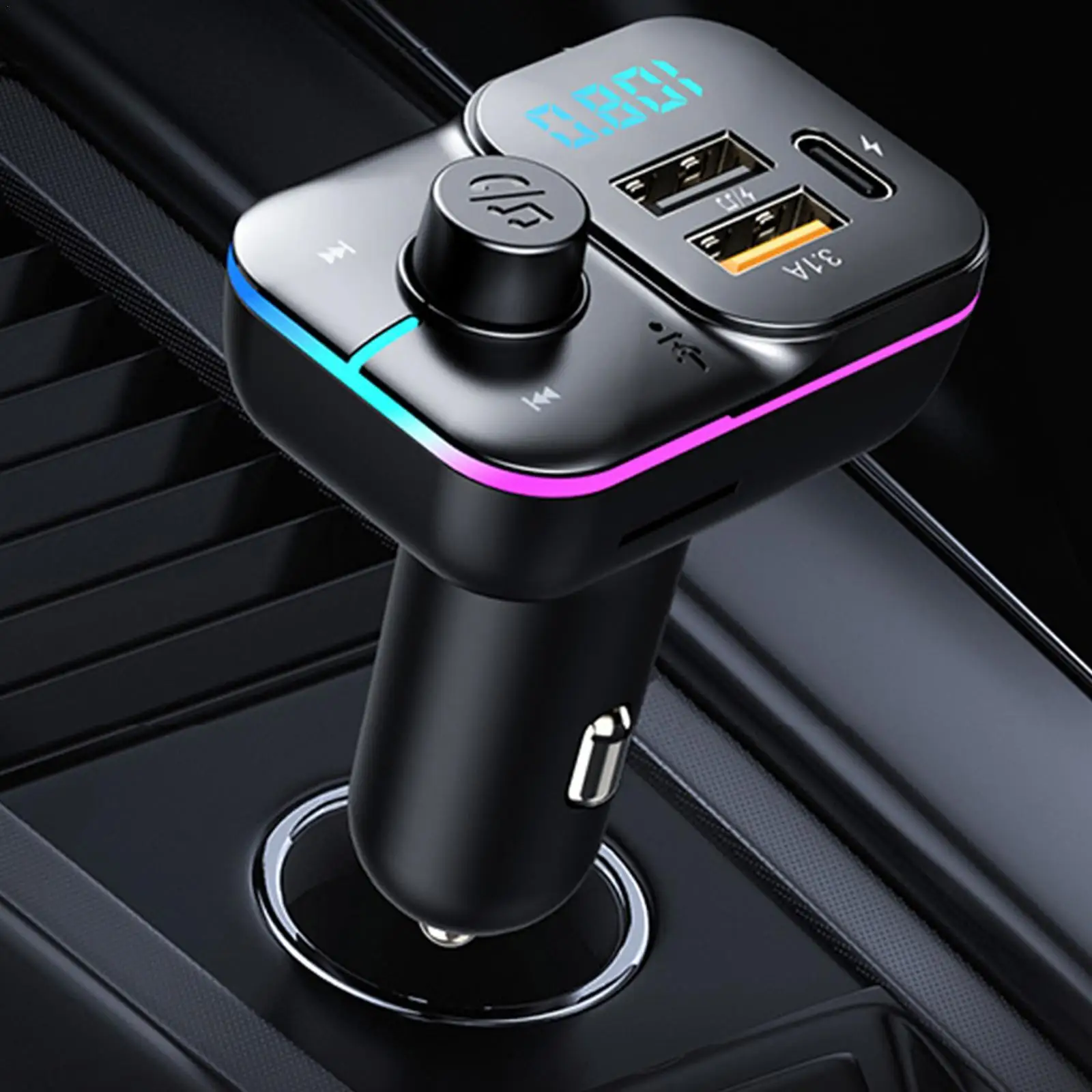 FM-трансмиттер автомобильный с двумя USB-портами и поддержкой Bluetooth - купить по