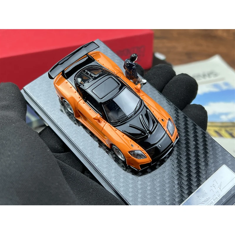 Склад, модель YM 1:64, резиновая Mazda RX7, Fortun, 7 оранжевых цветов с фигурками, версия в августе 2022 года