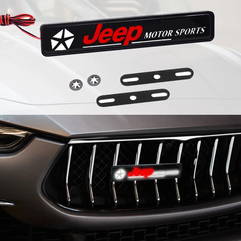 

Car Decorative Lights LED Front Hood Grille Emblem Badge Decoration for Jeep Renegade WK2 Wrangler JK Cherokee Compass Tyre Stem