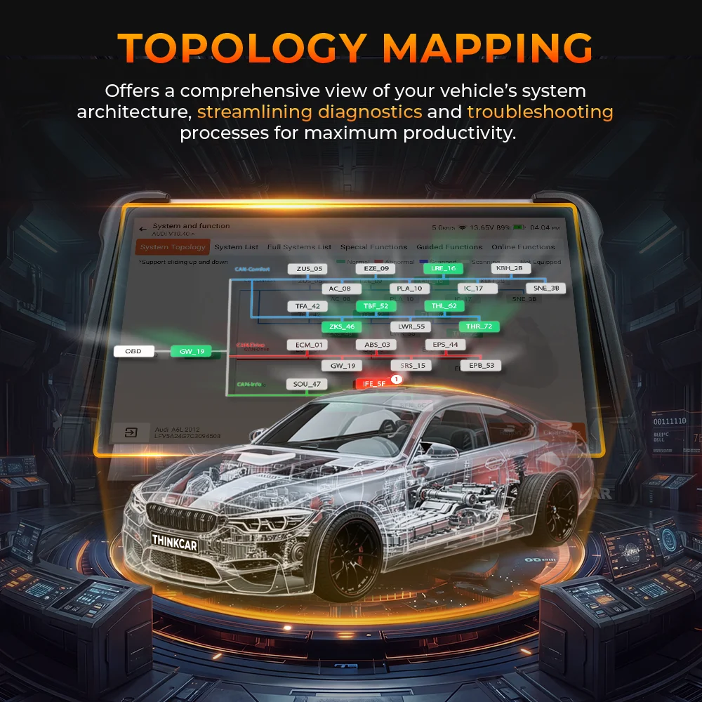 Фото THINKCAR THINKSCAN 689BT PRO Топологический программатор ключей J2534, автомобильный диагностический инструмент, кодирование ЭБУ, двунаправленный автомобильный сканер OBD2 №3