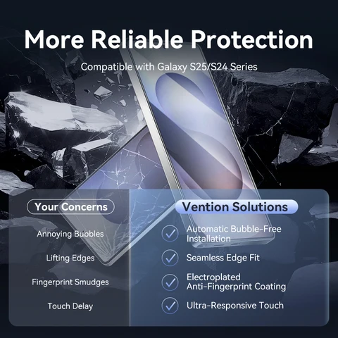 Защитная пленка из закаленного стекла Vention HD для Samsung Galaxy S24 S25, ультра стеклянная защитная пленка, защитная пленка 1/2 шт.