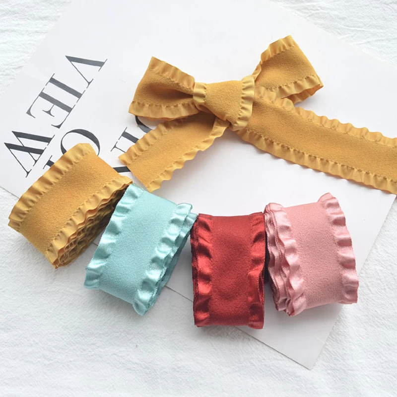 

38MM Brushed Skirt Lace For Crafts DIY Bow Hair Headdress Sewing Accessories Trim African Fabric 2022 Solid Color Embroidery