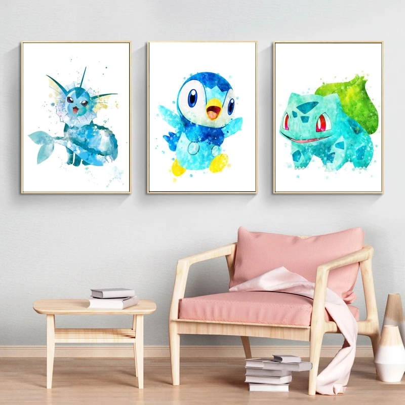 

Canvas Prints Pokemon Piplup Poster Home Classic Gifts Cartoon Character Picture Children's Bedroom Decor Comics Pictures
