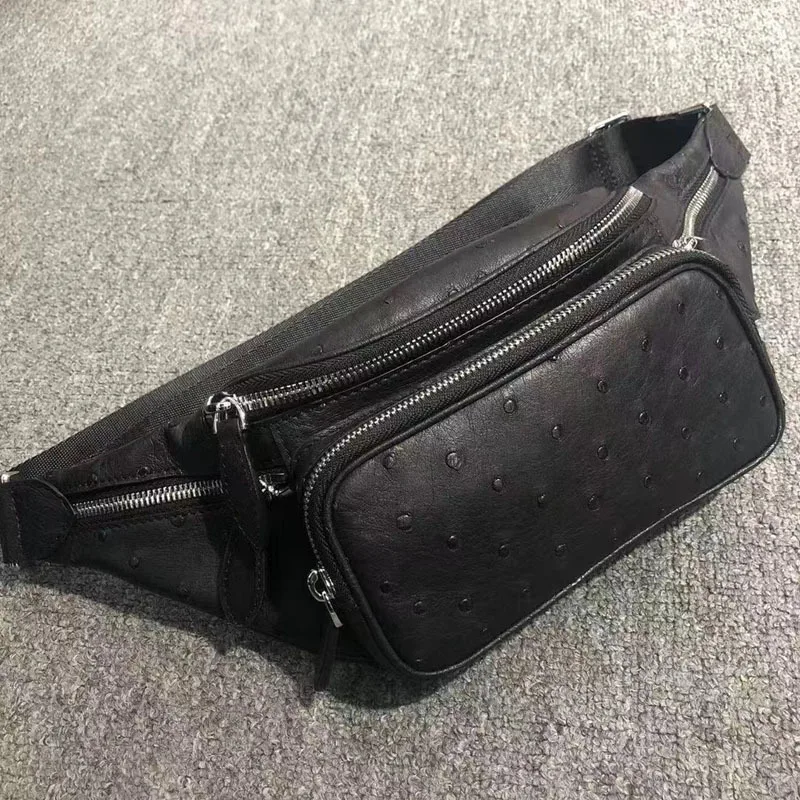 Новинка 2022 дизайнерская роскошная мужская поясная сумка из страусиной кожи