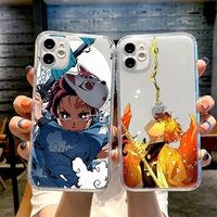 demon slayer anime phone case for iphone 13 12 11 8 7 plus mini x xs xr pro max transparent soft
