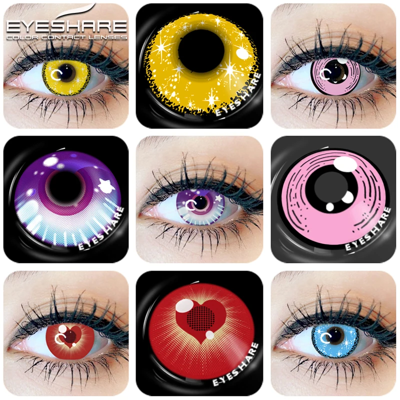 

EYESHARE Cosplay Colored Contact Lenses For Eyes 2pcs Halloween Anime Lenses Purple Color Contact Lenses For Eye Color Lens Blue