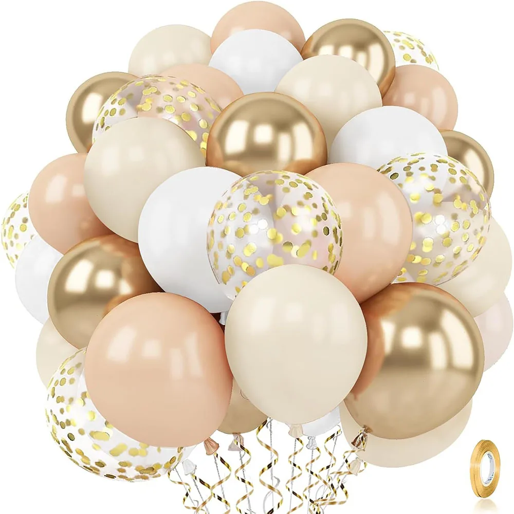 

Платиново-бежевые воздушные шары с конфетти, 50 шт.