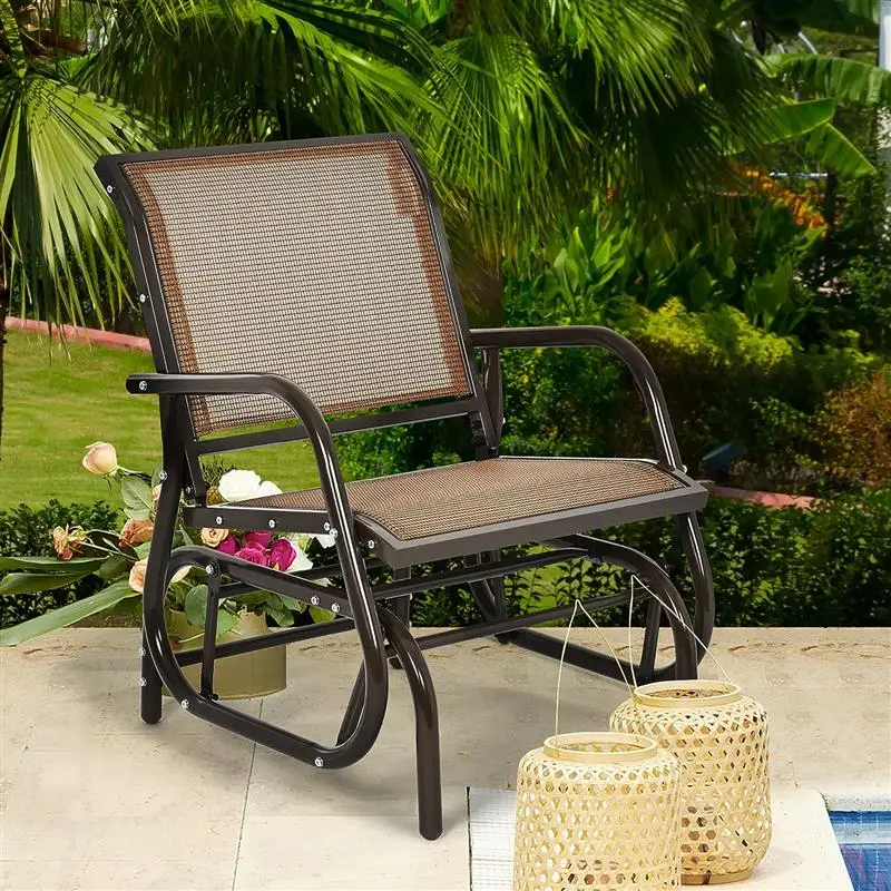

VHPVHP Rocking Chair,Swing Glider Rocking Chair,Patio Seating,Armrest,Garden,Porch,Backyard,Outdoor,Single (Brown)