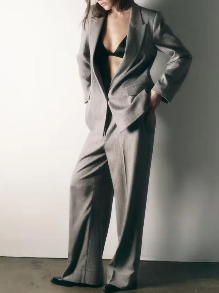 

Женский брючный костюм Kumsvag, однотонный костюм из двух предметов, свободный пиджак и брюки, элегантная уличная одежда, весна 2023