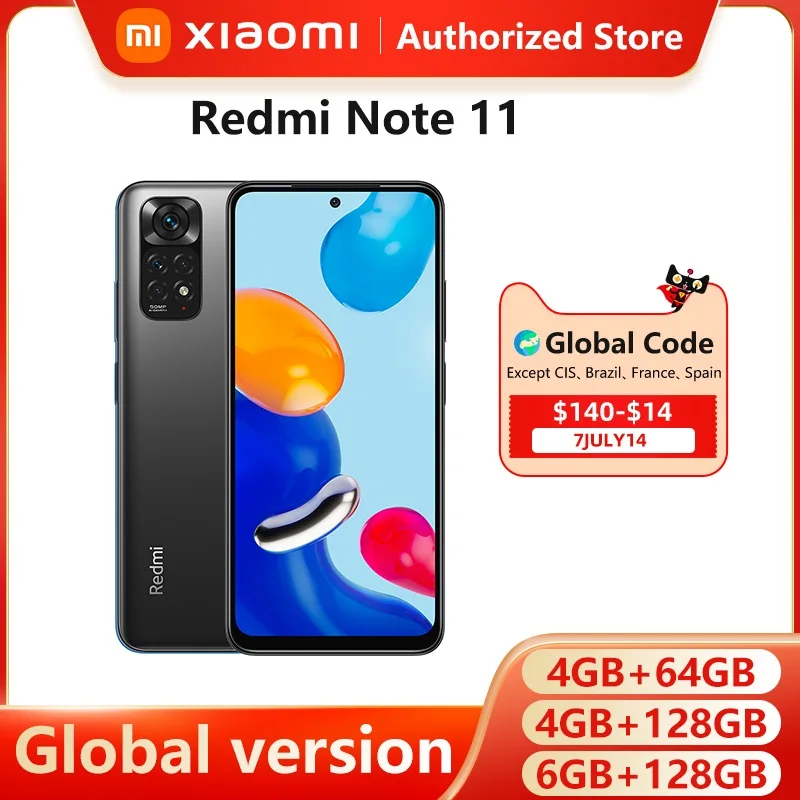 Global Version Xiaomi Redmi Note 11 Smartphone Snapdragon 680 Octa Core 33W Pro Fast Charging 50MP Quad Camera