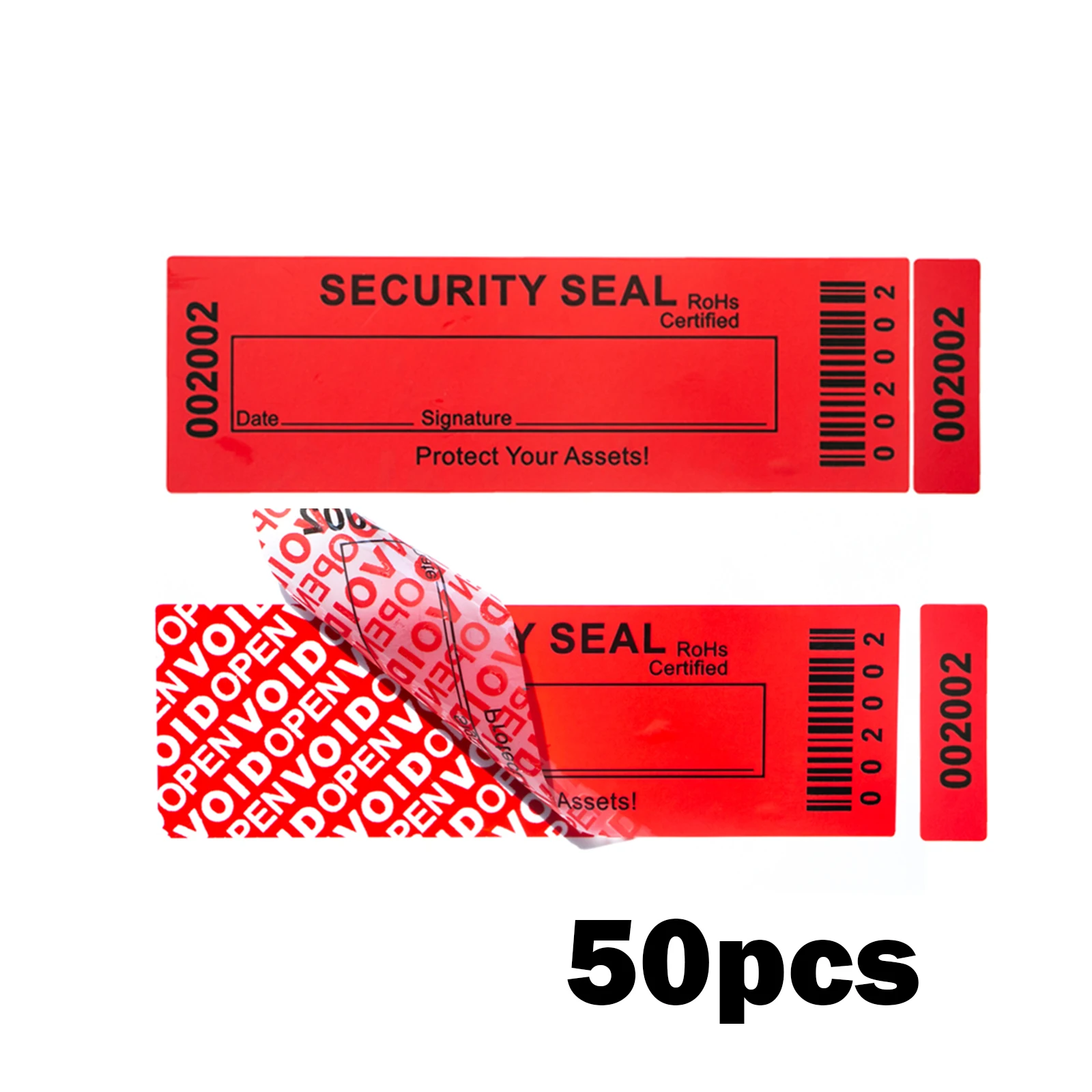 

Красные пластиковые тройные наклейки с серийными номерами 35*120 мм