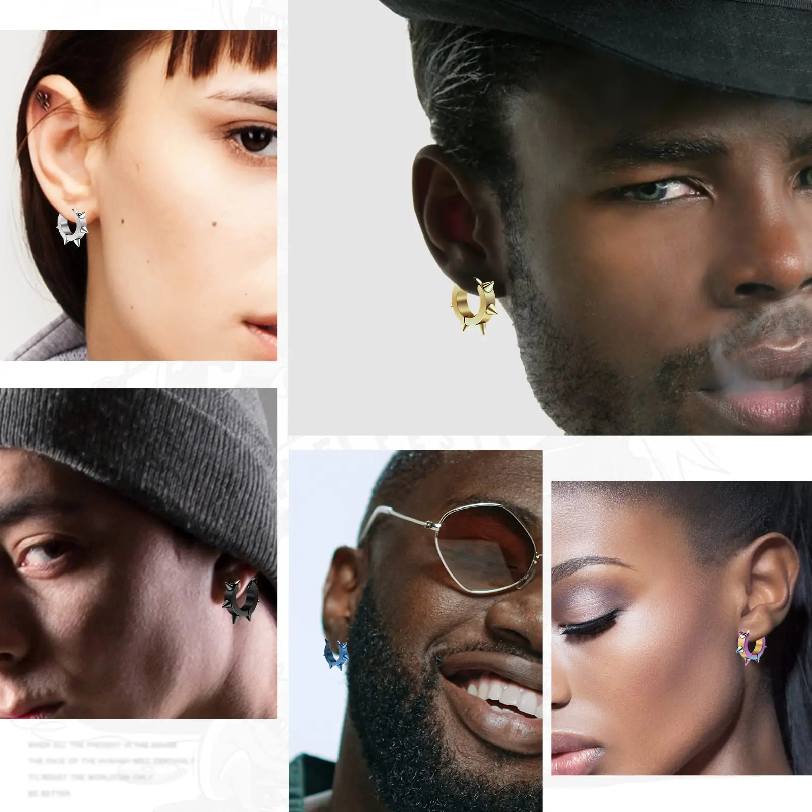 1/5 пар круглые серьги-гвоздики Huggie из нержавеющей стали в стиле хип-хоп и панк с