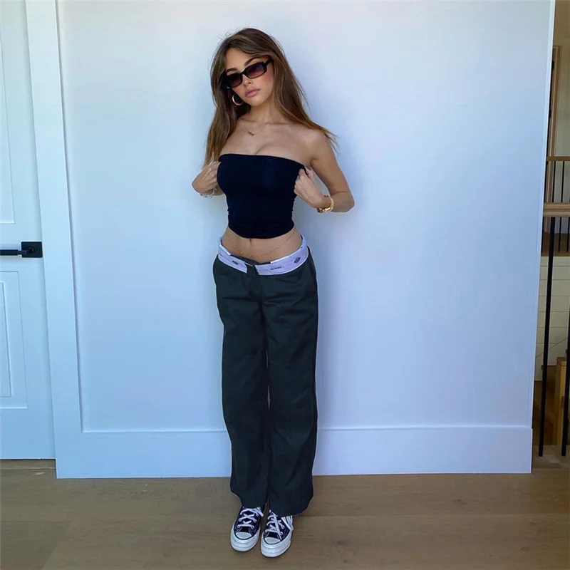 

Cargo Baggy Women's Jeans Casual Trousers Party Y2K Trousers Zipper Sports Pants With Pockets Low-waist Women's Pants Streetwear