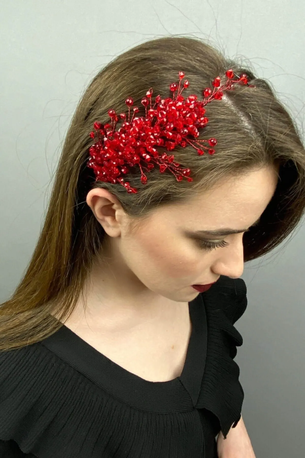 

Bridal Accessories Red Bridal Crown And Hair Accessory Wedding Handmade For Bride And Bridesmaids