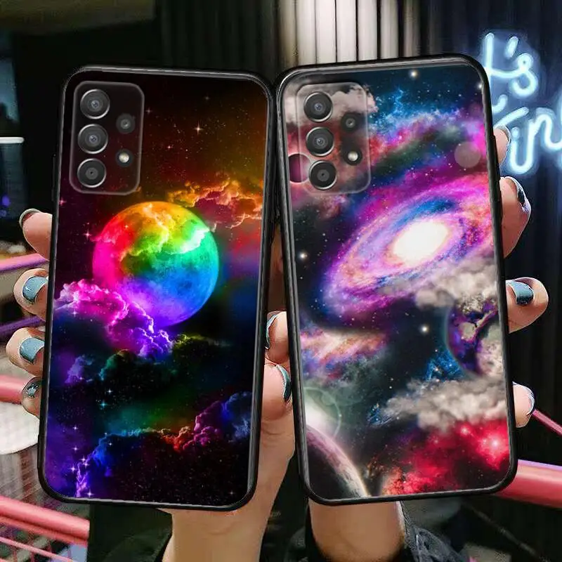 

HD-fluorescent glitter Phone Case Hull For Samsung Galaxy A70 A50 A51 A71 A52 A40 A30 A31 A90 A20E 5G a20s Black Shell Art Cell