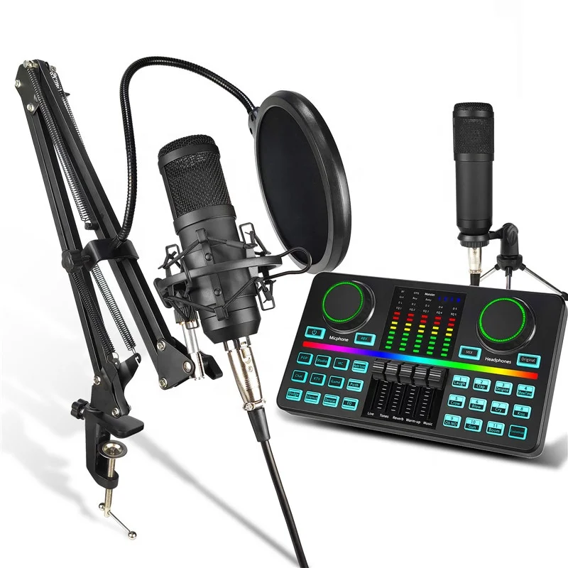 

Free Shipping to USA Censreal Voice Changer Musical Instrument Mixer Podcast Equipment Microphone with External Sound Card