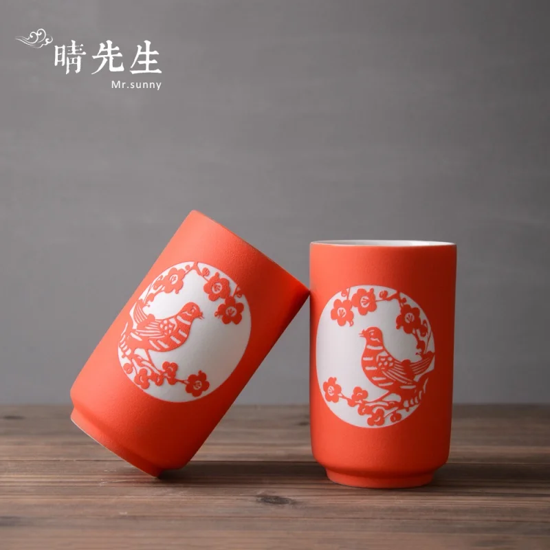 

★Свадебная чашка для пары, керамическая чашка Цзиндэчжэнь, креативная ручная резьба, свадебная церемония, двойное счастье, чашки для пары, свадебный подарок